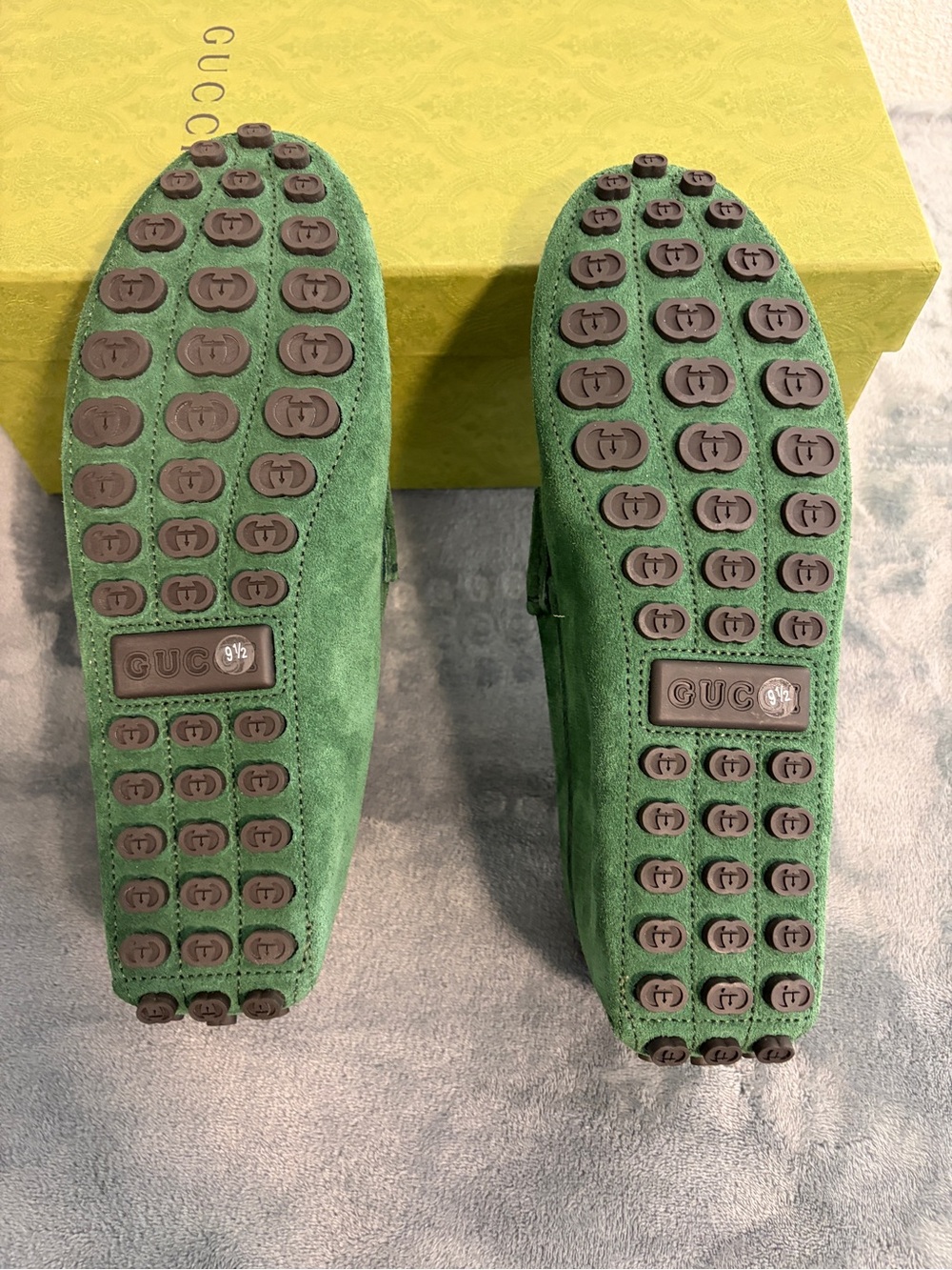 Brand New Men’s Gucci Driver Horsebit Suede Vintage Green Sz 9.5 (US 10) - Picture 6 of 8